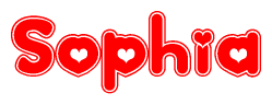 The image displays the word Sophia written in a stylized red font with hearts inside the letters.