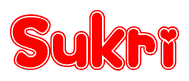The image is a clipart featuring the word Sukri written in a stylized font with a heart shape replacing inserted into the center of each letter. The color scheme of the text and hearts is red with a light outline.