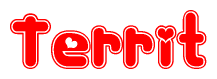 The image is a clipart featuring the word Territ written in a stylized font with a heart shape replacing inserted into the center of each letter. The color scheme of the text and hearts is red with a light outline.