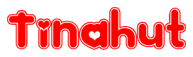 The image is a clipart featuring the word Tinahut written in a stylized font with a heart shape replacing inserted into the center of each letter. The color scheme of the text and hearts is red with a light outline.