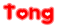 The image displays the word Tong written in a stylized red font with hearts inside the letters.