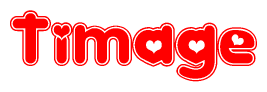 The image displays the word Timage written in a stylized red font with hearts inside the letters.