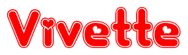 The image is a clipart featuring the word Vivette written in a stylized font with a heart shape replacing inserted into the center of each letter. The color scheme of the text and hearts is red with a light outline.