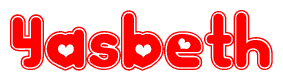 The image displays the word Yasbeth written in a stylized red font with hearts inside the letters.