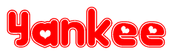 The image displays the word Yankee written in a stylized red font with hearts inside the letters.