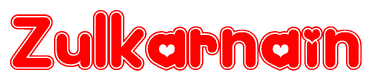 The image displays the word Zulkarnain written in a stylized red font with hearts inside the letters.