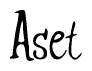 The image is of the word Aset stylized in a cursive script.