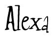The image contains the word 'Alexa' written in a cursive, stylized font.