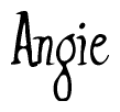 The image is of the word Angie stylized in a cursive script.