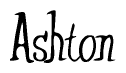 The image is a stylized text or script that reads 'Ashton' in a cursive or calligraphic font.
