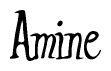 The image is of the word Amine stylized in a cursive script.