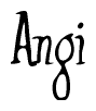 The image is of the word Angi stylized in a cursive script.