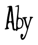 The image is of the word Aby stylized in a cursive script.