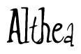 The image is a stylized text or script that reads 'Althea' in a cursive or calligraphic font.
