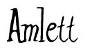 The image contains the word 'Amlett' written in a cursive, stylized font.