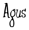 The image is of the word Agus stylized in a cursive script.
