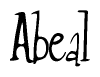 The image contains the word 'Abeal' written in a cursive, stylized font.