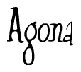 The image is of the word Agona stylized in a cursive script.