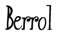 The image is of the word Berrol stylized in a cursive script.