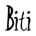 The image is of the word Biti stylized in a cursive script.