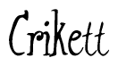 The image is a stylized text or script that reads 'Crikett' in a cursive or calligraphic font.