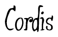The image is a stylized text or script that reads 'Cordis' in a cursive or calligraphic font.