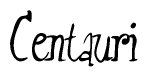 The image is of the word Centauri stylized in a cursive script.