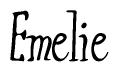 The image is of the word Emelie stylized in a cursive script.