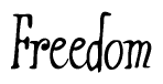 The image contains the word 'Freedom' written in a cursive, stylized font.