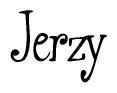 The image contains the word 'Jerzy' written in a cursive, stylized font.