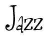 The image is of the word Jazz stylized in a cursive script.