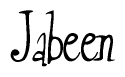 The image is of the word Jabeen stylized in a cursive script.