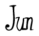 The image is of the word Jun stylized in a cursive script.