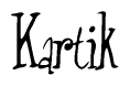 The image contains the word 'Kartik' written in a cursive, stylized font.