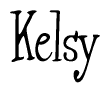 The image is a stylized text or script that reads 'Kelsy' in a cursive or calligraphic font.