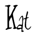 The image is a stylized text or script that reads 'Kat' in a cursive or calligraphic font.