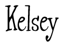 The image is a stylized text or script that reads 'Kelsey' in a cursive or calligraphic font.