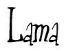 The image is of the word Lama stylized in a cursive script.
