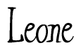 The image is a stylized text or script that reads 'Leone' in a cursive or calligraphic font.