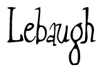 The image is a stylized text or script that reads 'Lebaugh' in a cursive or calligraphic font.