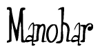 The image contains the word 'Manohar' written in a cursive, stylized font.