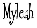 The image contains the word 'Myleah' written in a cursive, stylized font.