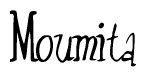 The image is a stylized text or script that reads 'Moumita' in a cursive or calligraphic font.