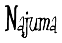The image is a stylized text or script that reads 'Najuma' in a cursive or calligraphic font.