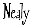 The image is a stylized text or script that reads 'Nealy' in a cursive or calligraphic font.