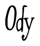 The image is of the word Ody stylized in a cursive script.