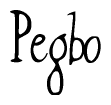 The image is of the word Pegbo stylized in a cursive script.