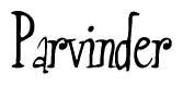 The image contains the word 'Parvinder' written in a cursive, stylized font.