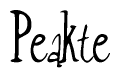 The image is of the word Peakte stylized in a cursive script.