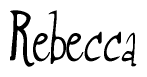 The image is of the word Rebecca stylized in a cursive script.